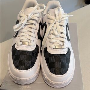 Men Cutout LV Checkered Air Force’s